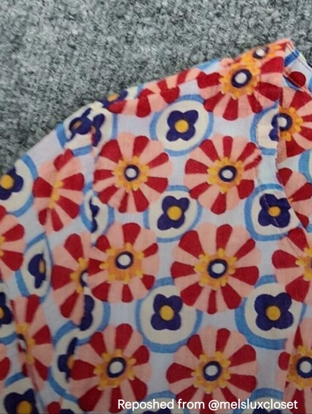 Flower Patterned Cotton Dress Artisan Made In India